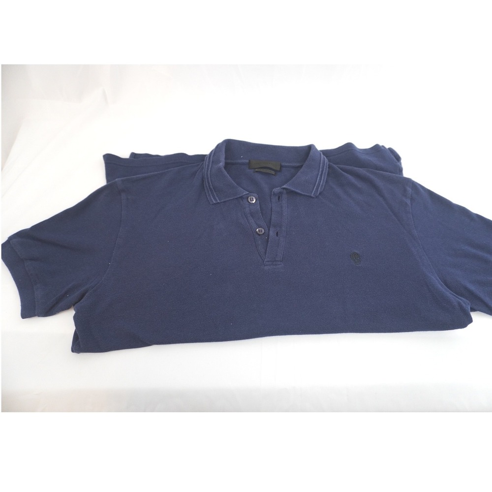 Alexander McQueen Mens Navy Blue Skull Embroidered Pique Polo Shirt Italy M - Picture 2 of 7